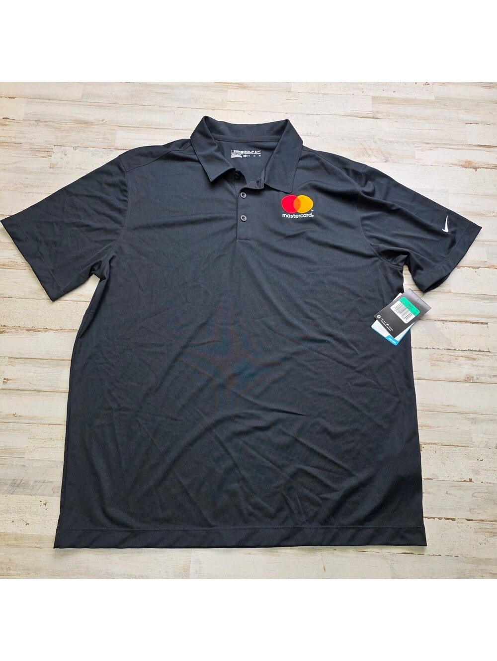 Nike Golf Dri-FIT Polo Shirt Men's XL Black Mastercard Logo 100% Polyester NWT